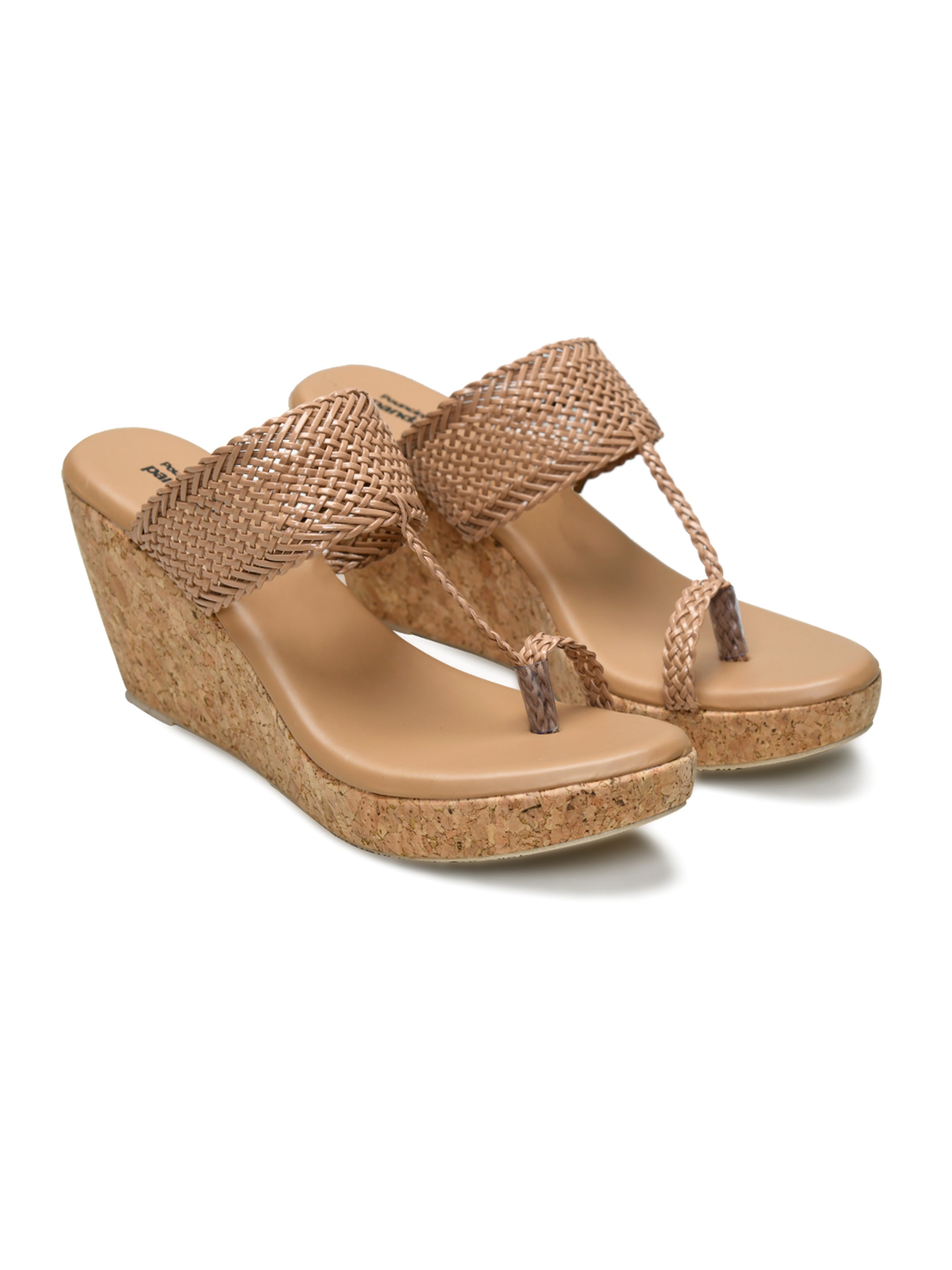 Beige Braided Toe Ring Wedge Sandal