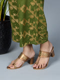 Copper Ethnic Kolhapuri Triangle Heels Sandal