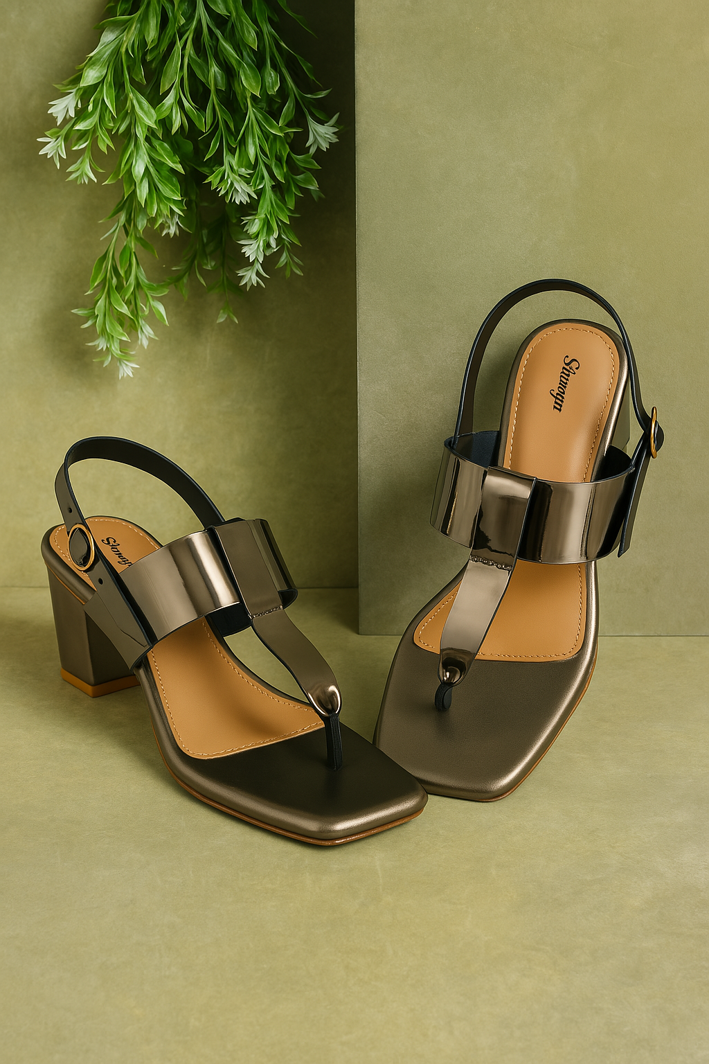 Grey Toe-Ring Block Heel Sandals for Women | Trendy Partywear & Ethnic Footwear | Shunya Footwear