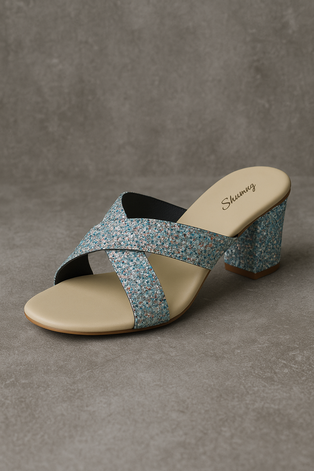 Shunya Women's Comfortable Blue Criss-Cross Block Heels Sandals for Casual and party wear Occasions