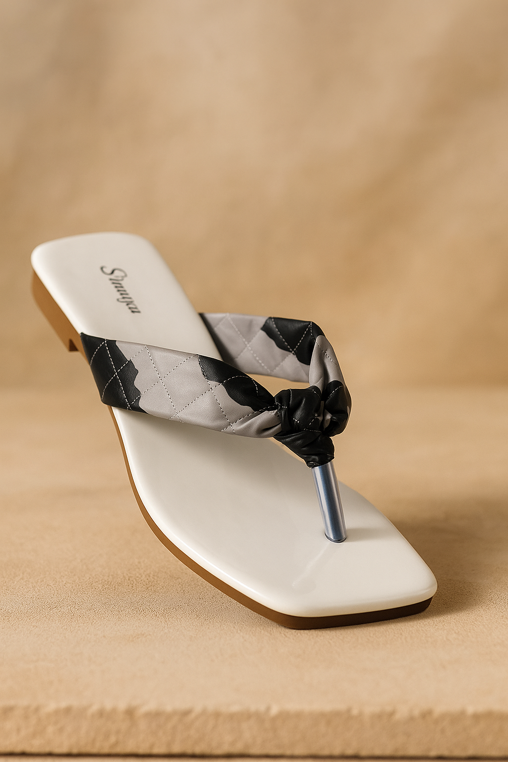 Shunya Black Padded Thong Flats for Women | Trendy Dailywear Summer Slippers