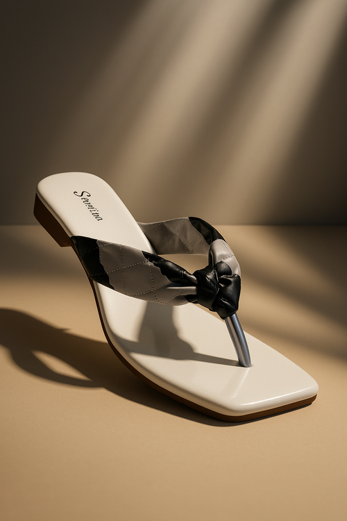 Black Thong Flat Sandals for Women – Soft Cushion Comfort, Stylish Casual & Ethnic Wear Chappal, Daily Wear Slip-On Footwear