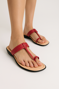 Shunya Women’s Cherry Toe Ring Flats | Stylish Ethnic & Casual Slip-On Sandals | Comfortable Daily Wear Footwear for Women & Girls