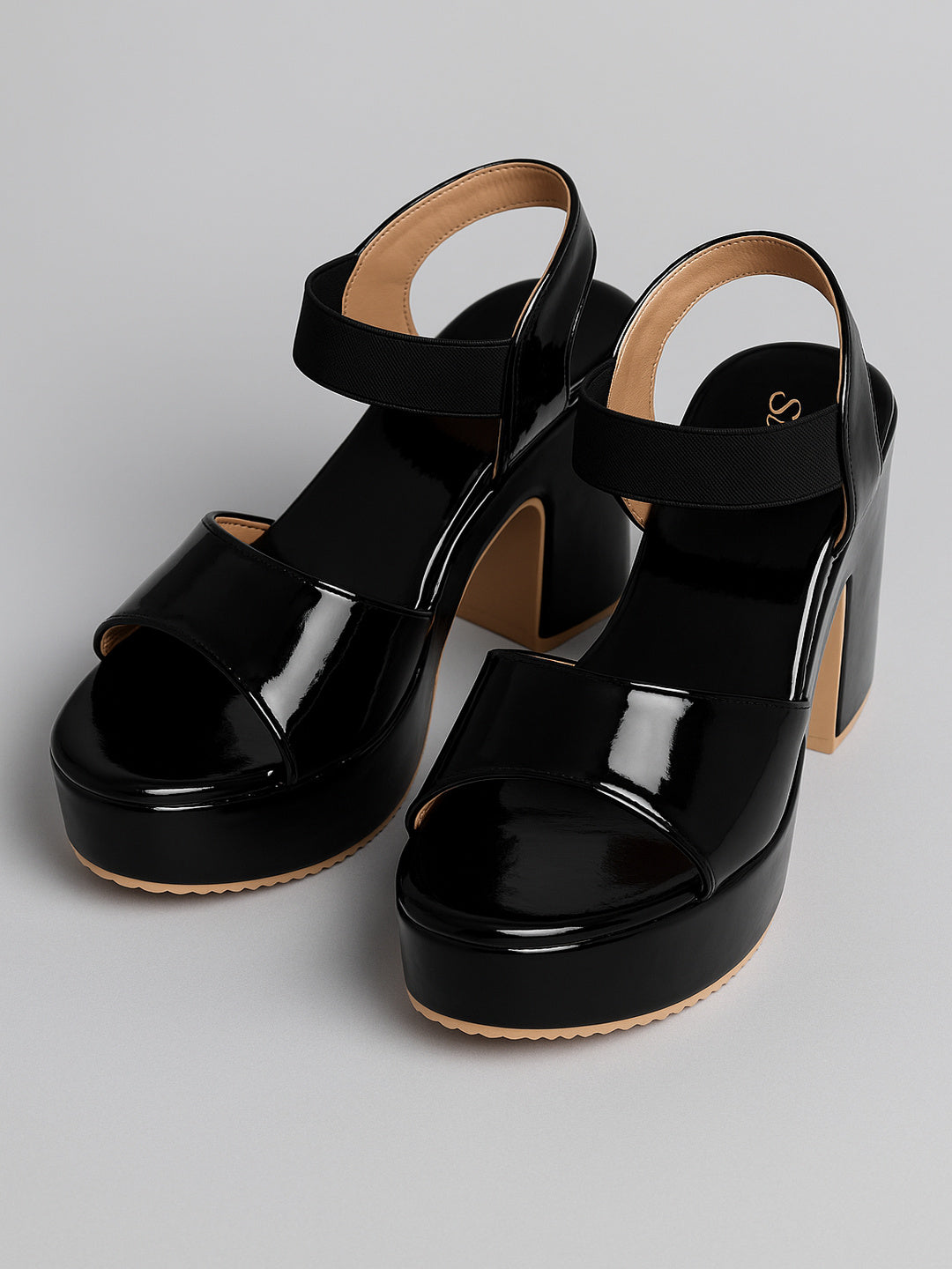 Black Smart Slip on Slides Mules Platform Round Toe Wedge Sandals Ankle Loop Open Toe Heel Sandals for Casual and wedding occassions