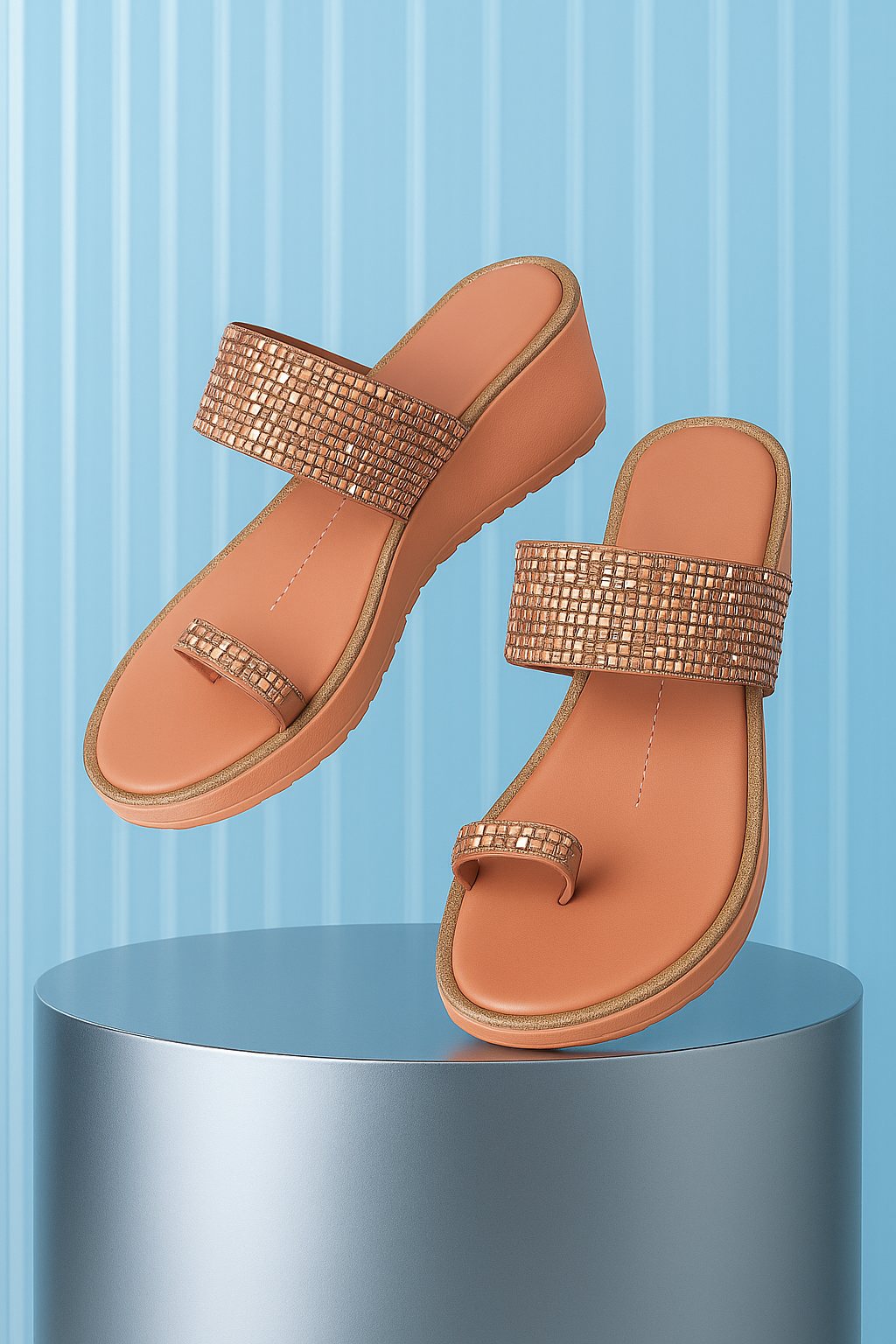 Peach Ethnic toe ring Rhinestone finish sandal