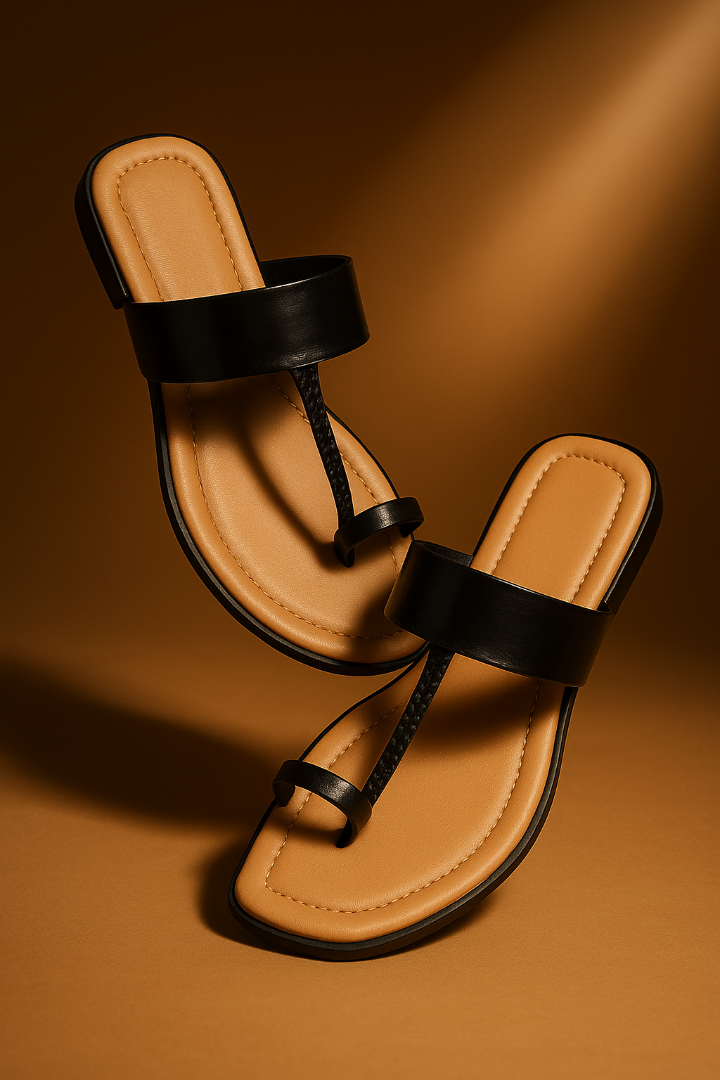 Women's Black Flats Sandal | Comfortable Flats Sandal Slippers | Classic slipper under 499 | Open Square Toe Ring for Casual & Ethnic Occassions.