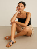 Grey Toe ring flat casual sandal