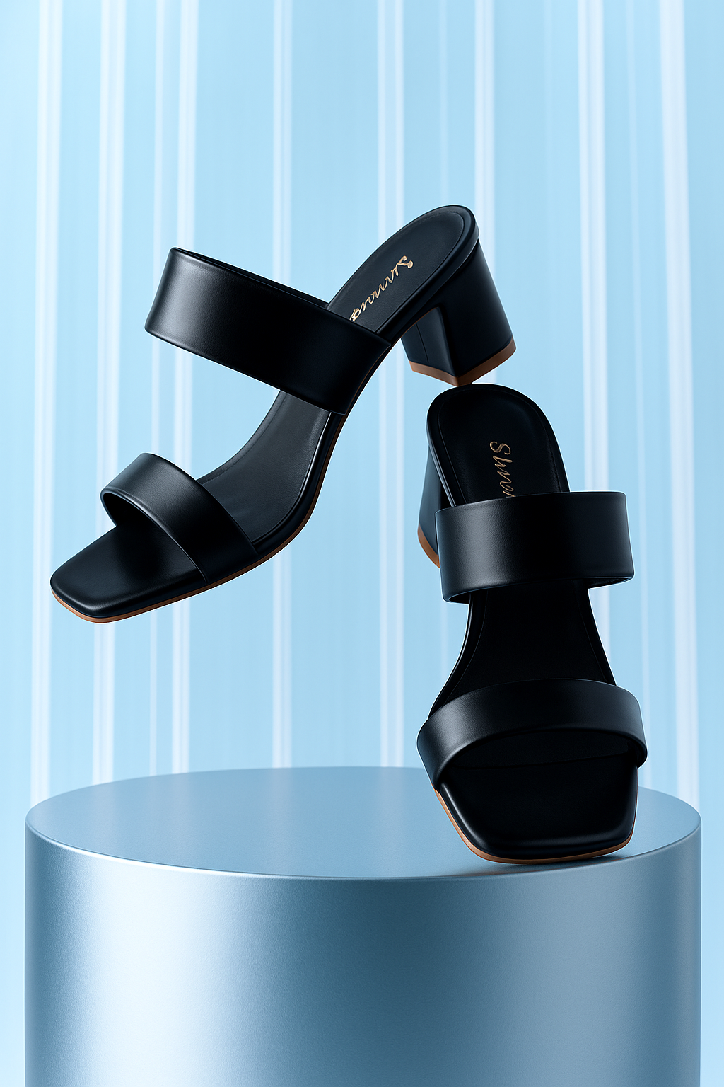 Trendy Black Block Heel Slip-On Sandals for Women | Party & Casual Wear | Shunya Footwear