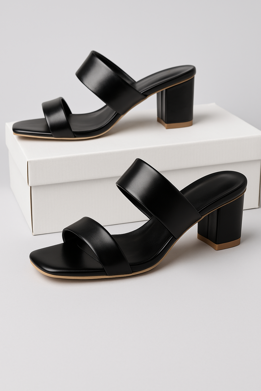 Trendy Black Block Heel Slip-On Sandals for Women | Party & Casual Wear | Shunya Footwear