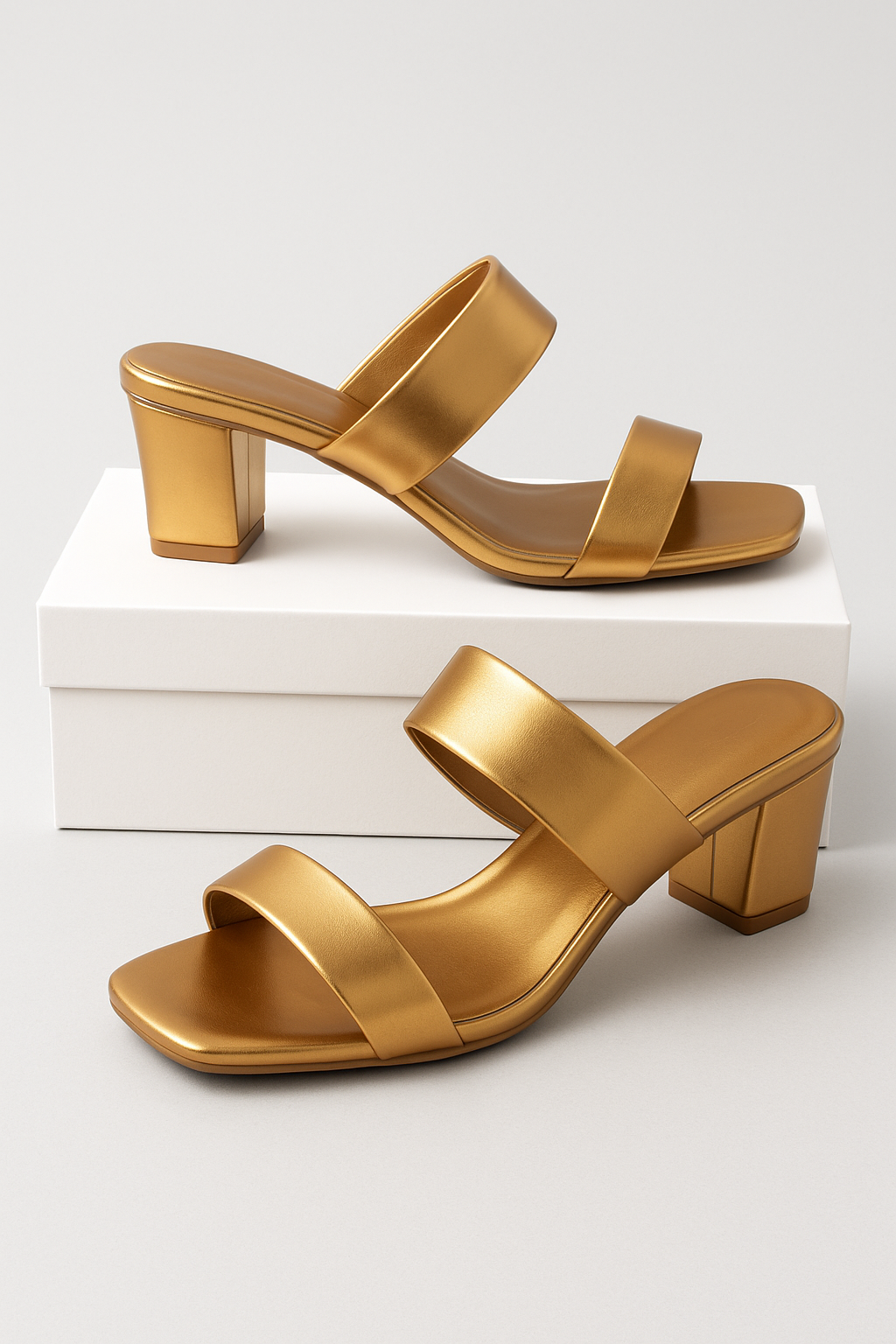 Trendy Copper Block Heel Slip-On Sandals for Women | Party & Casual Wear | Shunya Footwear