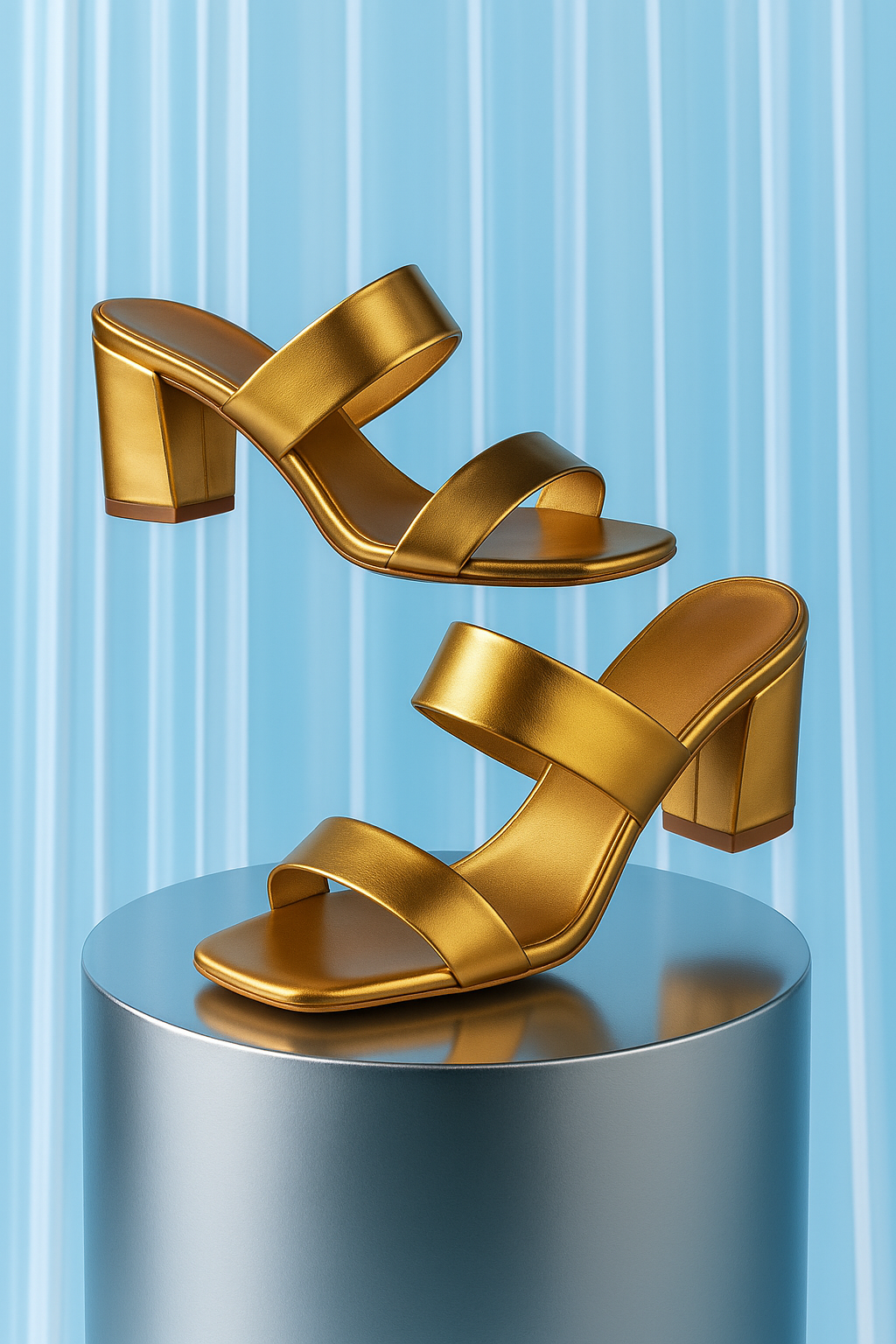 Trendy Copper Block Heel Slip-On Sandals for Women | Party & Casual Wear | Shunya Footwear