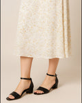 Black Counter Back Block Heel Sandal