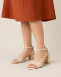 Beige Counter Back Block Heel Sandal