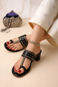 Black Ethnic Kolhapuri Block Heels Sandal