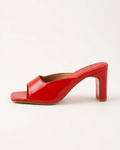Red Gloss Block Heel Mules