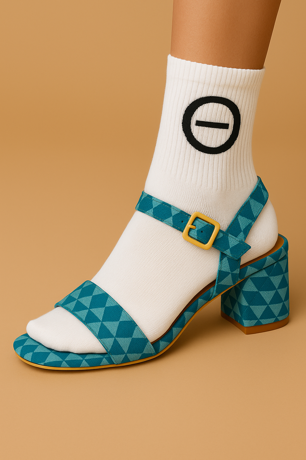 Vibrant Blue Geometric Block-Heel Sandals