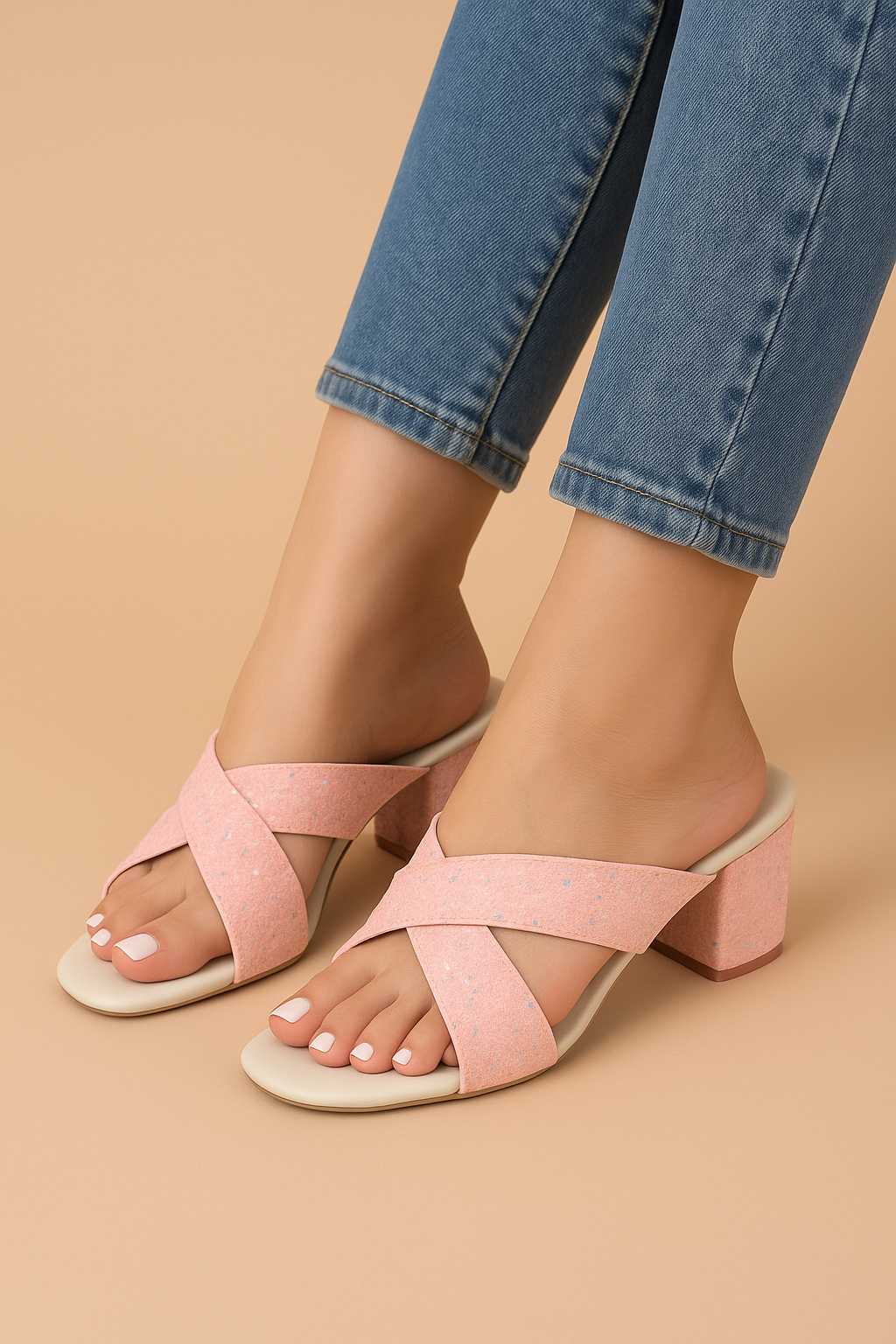Pink Criss Cross Sparkle Chini Sandal