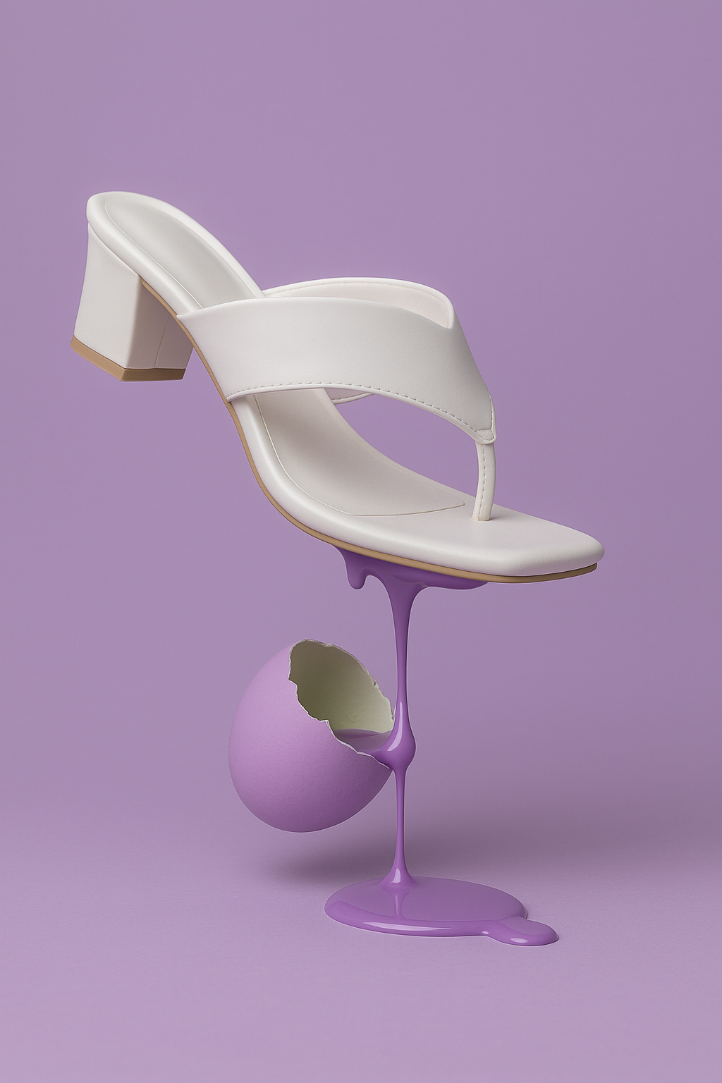 Shunya Women Comfortable Cream Square toe Thong Slip-on Block Heel Sandal For Official and Casual occassions