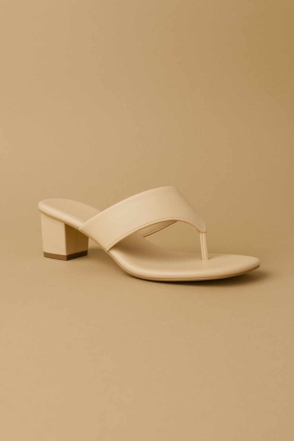 Shunya Women Comfortable Gold Square toe Thong Slip-on Block Heel Sandal For Official and Casual occassions