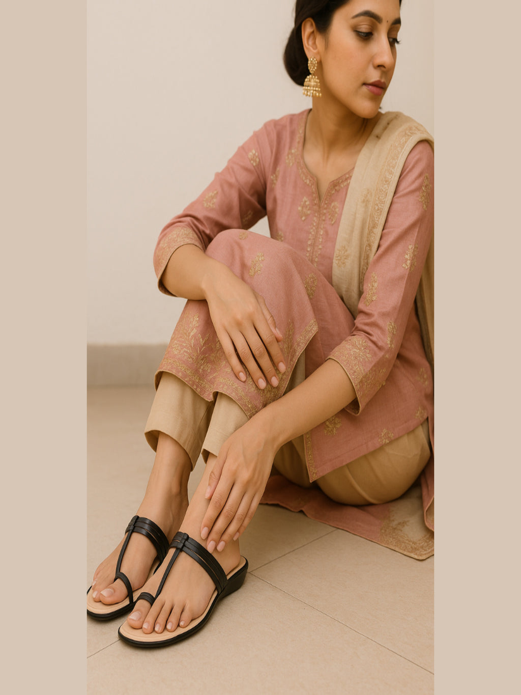 Shunya Women’s Black Toe Ring Flats | Stylish Ethnic & Casual Slip-On Sandals | Comfortable Daily Wear Footwear for Women & Girls