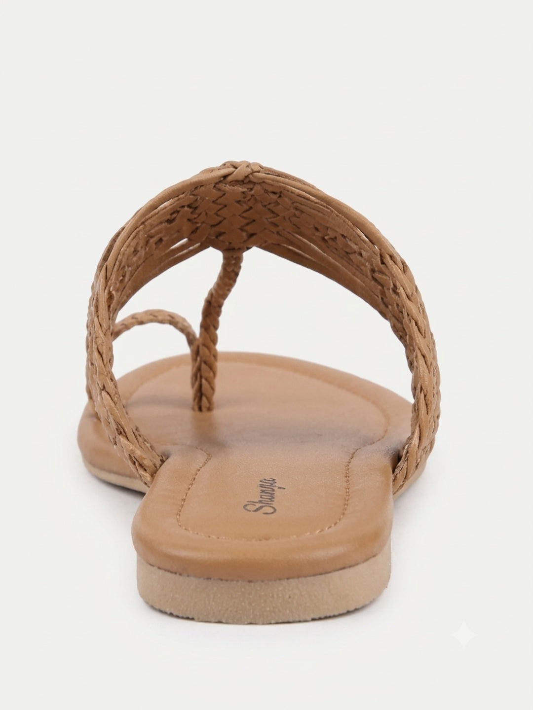Shunya Elegant Handwoven Tan Sandals for Women | Braided Strap Flat Thong Sandals | Summer Casual Beach Footwear