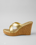 L.Gold Criss Cross Wedge Sandal