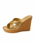 Gold Sparkle Criss Cross Wedge Sandal