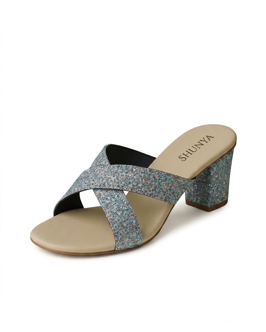 Blue Criss Cross Sparkle Chini Sandal