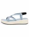 Shunya Women's Blue Strappy Crisscross Slingback Platform Wedges