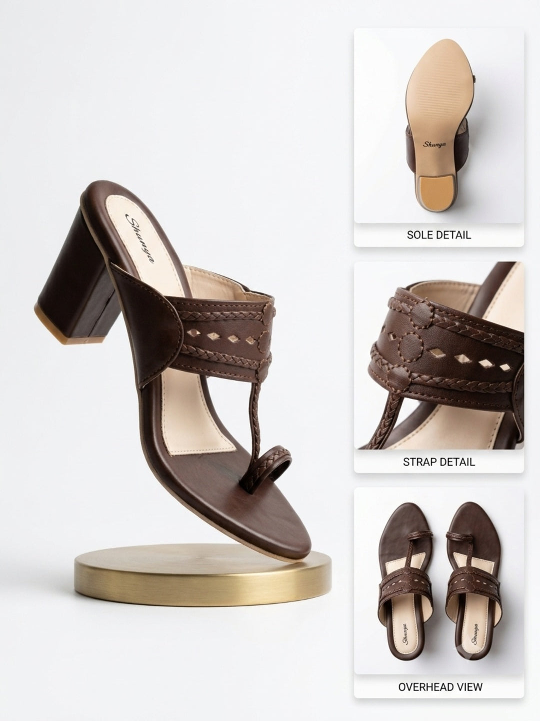 Brown Ethnic Kolhapuri Block Heels Sandal