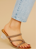 Copper Crystal-Heel Strappy Slide Sandals