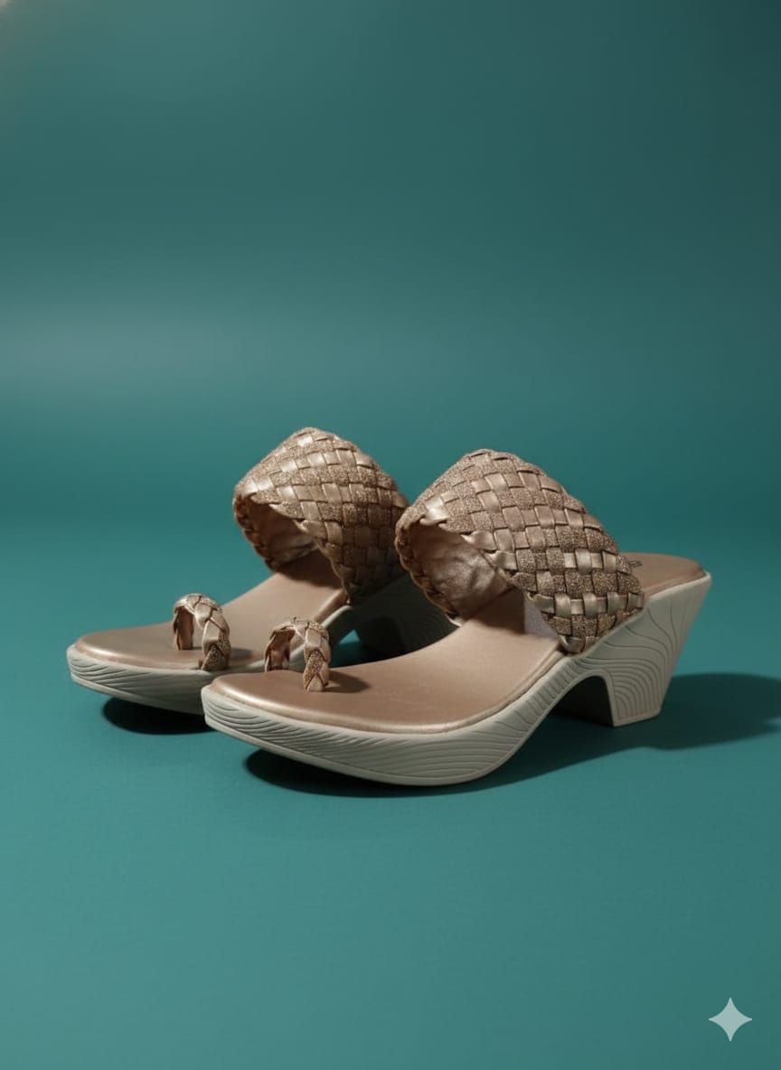 Shunya Footwear Comfortable R. Gold Ethnic Wear Casual One Toe ring Open toe Wedge Sandal