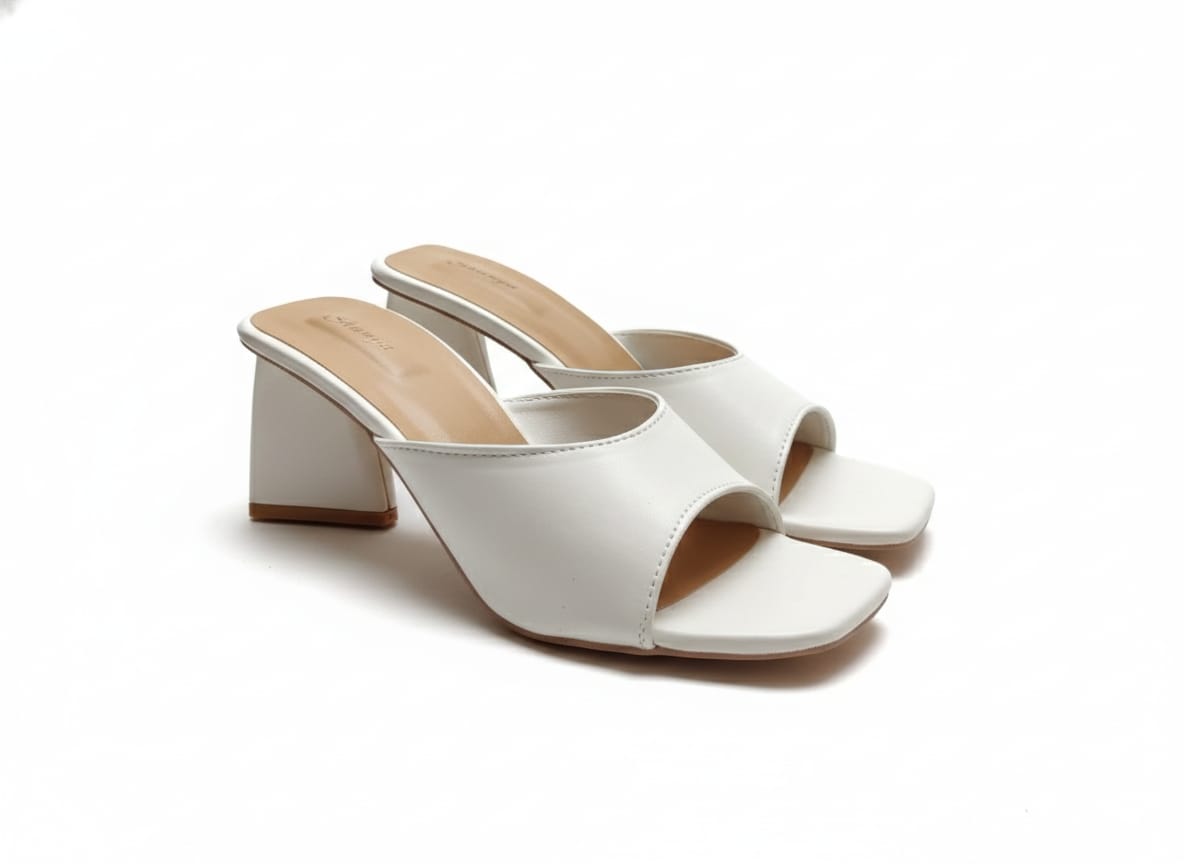 Elegant Ivory Triangle Block Heel Slip-Ons
