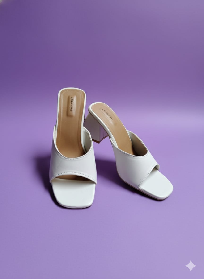 Elegant Ivory Triangle Block Heel Slip-Ons