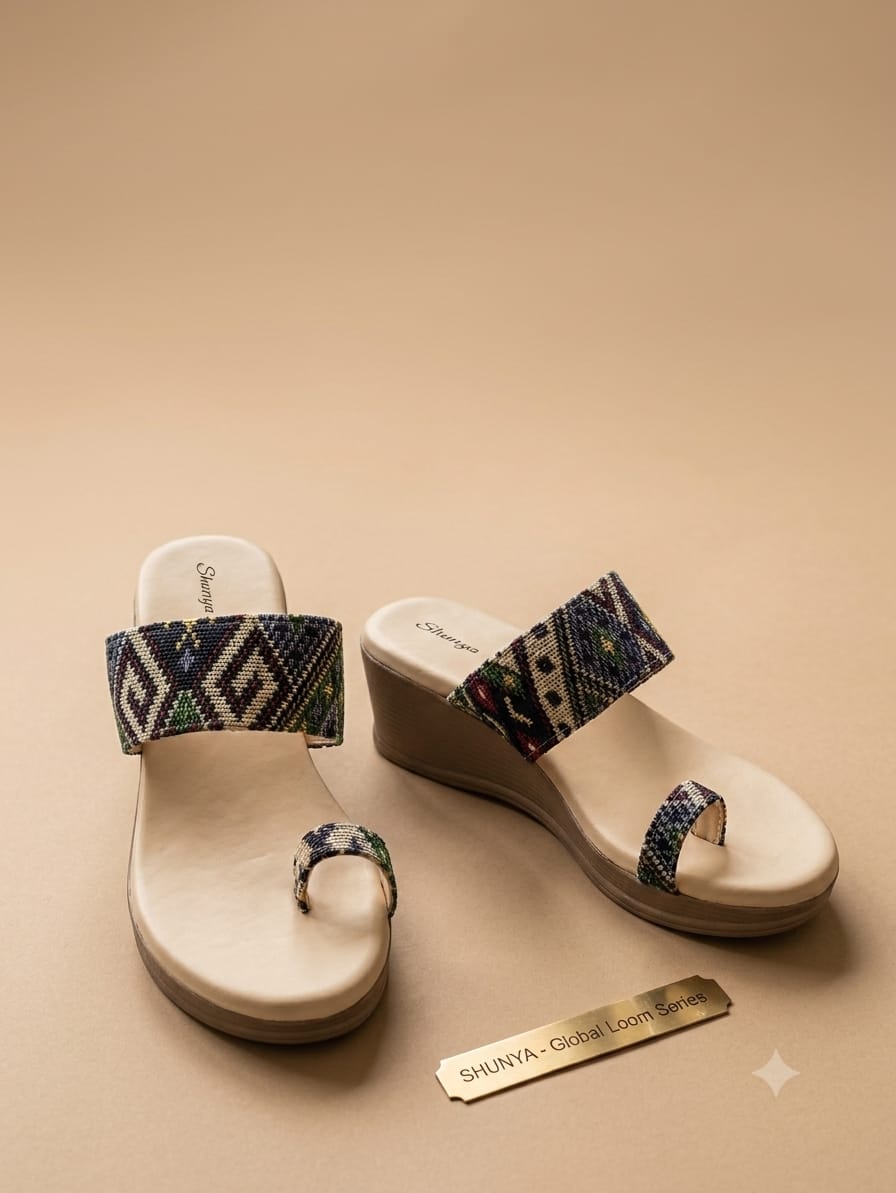 Shunya Trendy Green Wedges Sandals for Women | Ethnic Geometric Print Platform Wedge Heels | Stylish Daily Wear & Festive Party Wear Footwear for Women and Girls