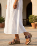 Shunya Trendy Cherry Wedges Sandals for Women | Ethnic Geometric Print Platform Wedge Heels | Stylish Daily Wear & Festive Party Wear Footwear for Women and Girls