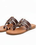Stylish Brown & Tan Toe-Ring Flat Sandals For Women | Daily Wear Comfort Daily Slippers & Fancy Sandals For Girls