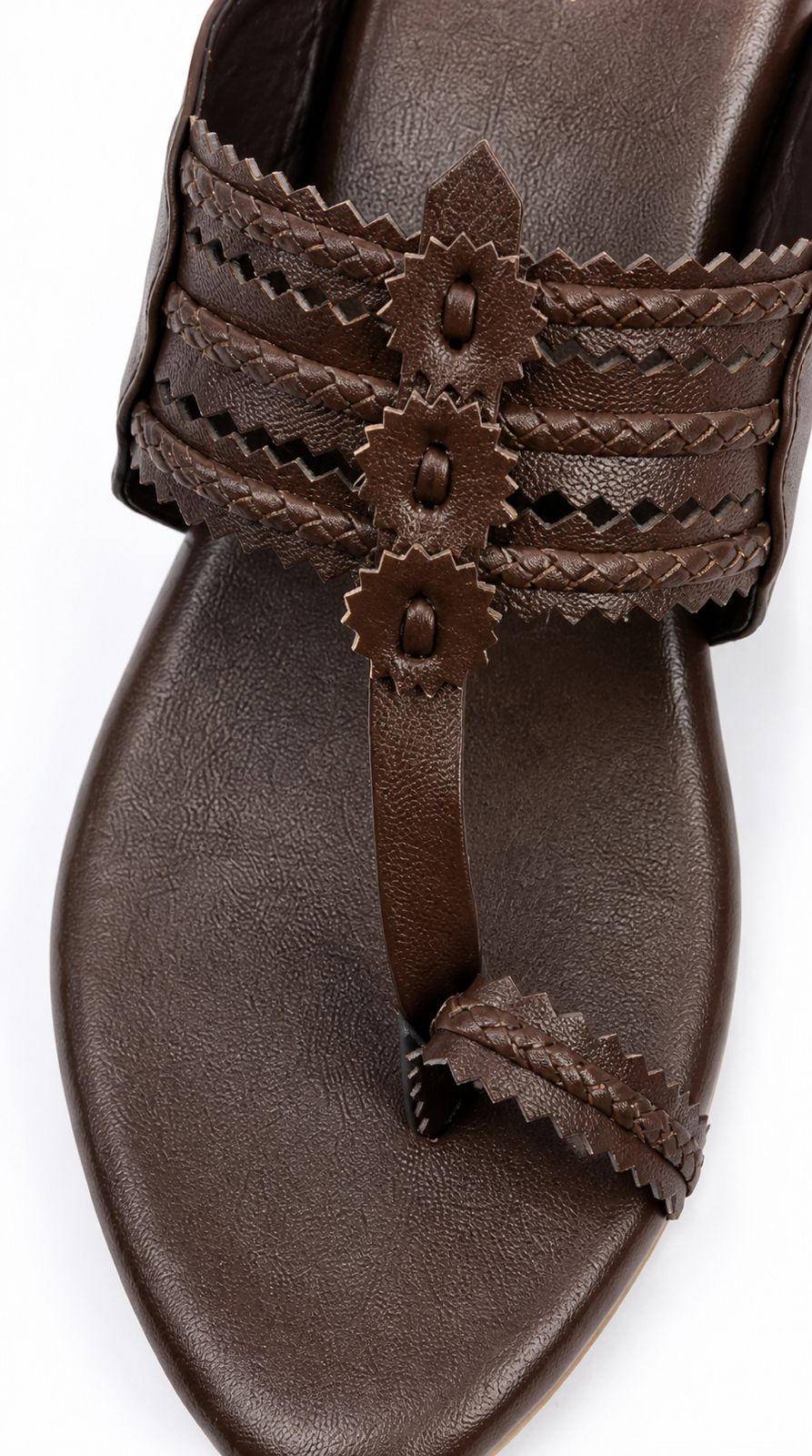Shanya Women's Brown Toe Ring Kolhapuri Block Heel Sandals for Women & Girls | Traditional Ethnic Slip-On Low Heels Footwear