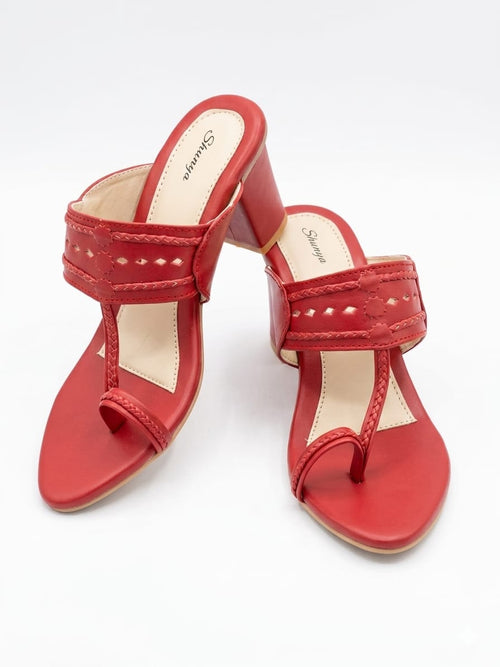 Cherry Ethnic Kolhapuri Block Heels Sandal