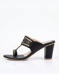 Black Cut-Out Kolhapuri Block Heels