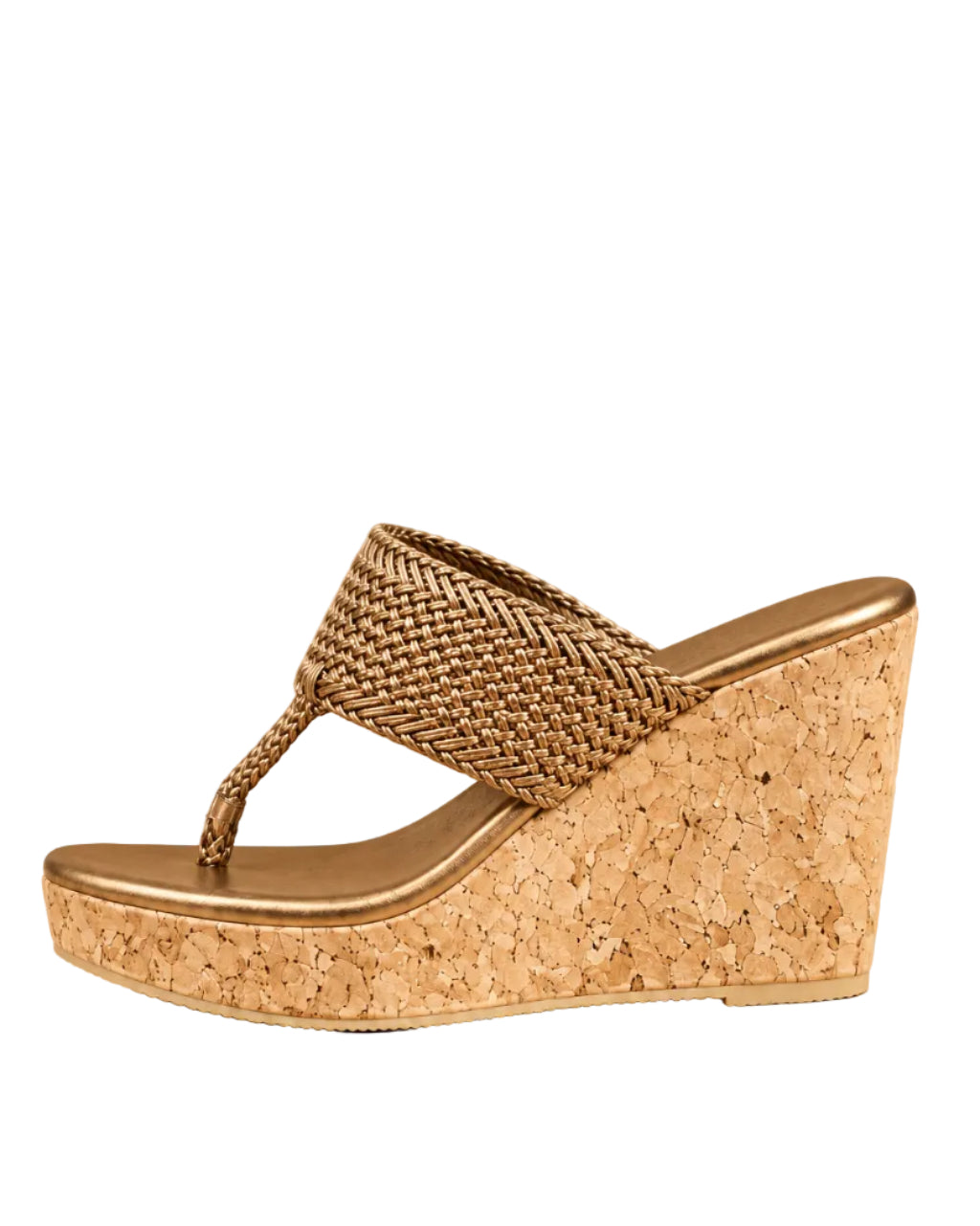 Copper Braided Toe Ring Wedge Sandal