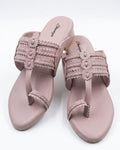 Shanya Women's Lavender/Pink Toe Ring Kolhapuri Block Heel Sandals for Women & Girls | Traditional Ethnic Slip-On Low Heels Footwear