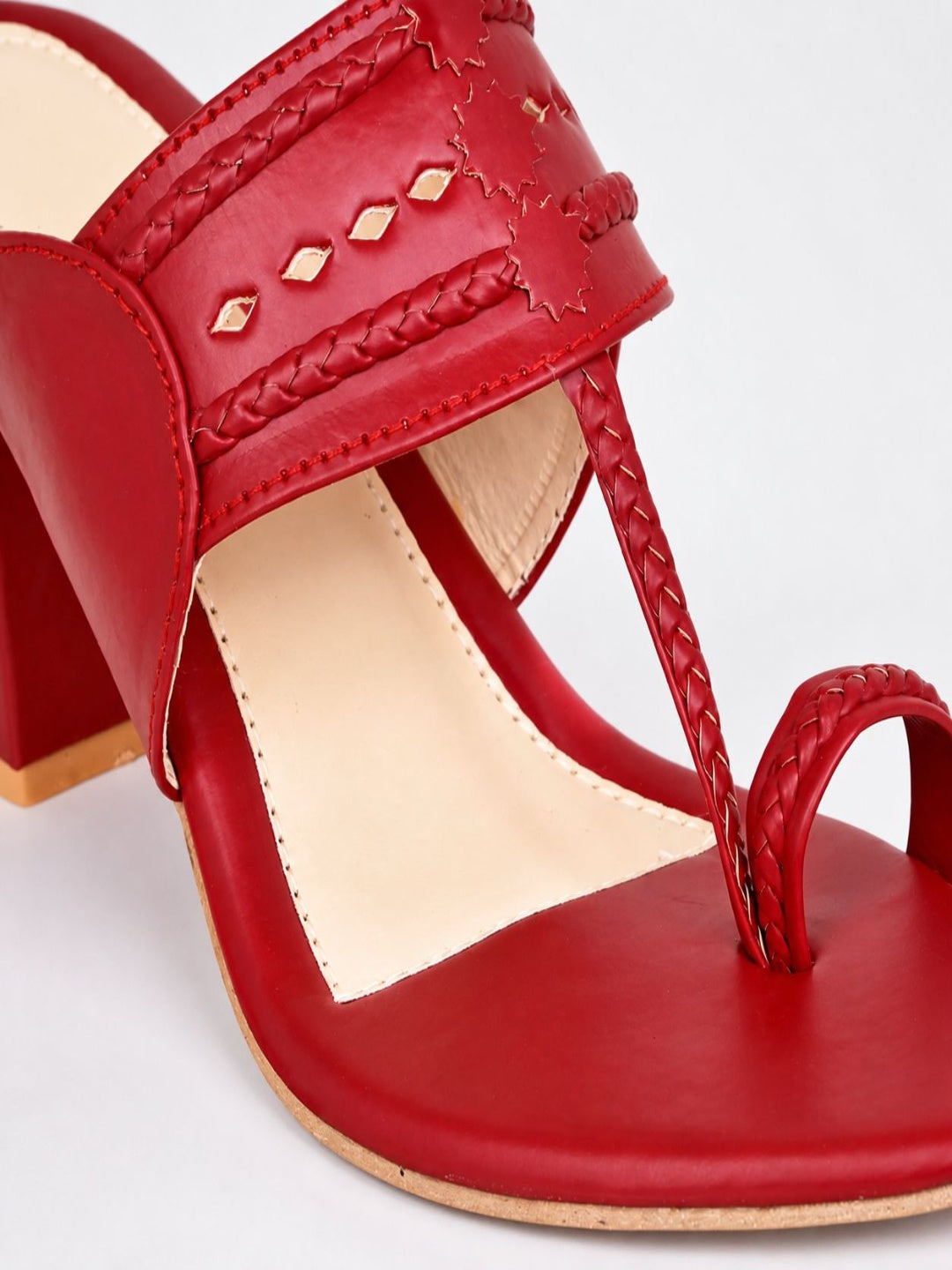 Cherry Ethnic Kolhapuri Block Heels Sandal