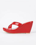 Red Criss-Cross Slip-On Wedges