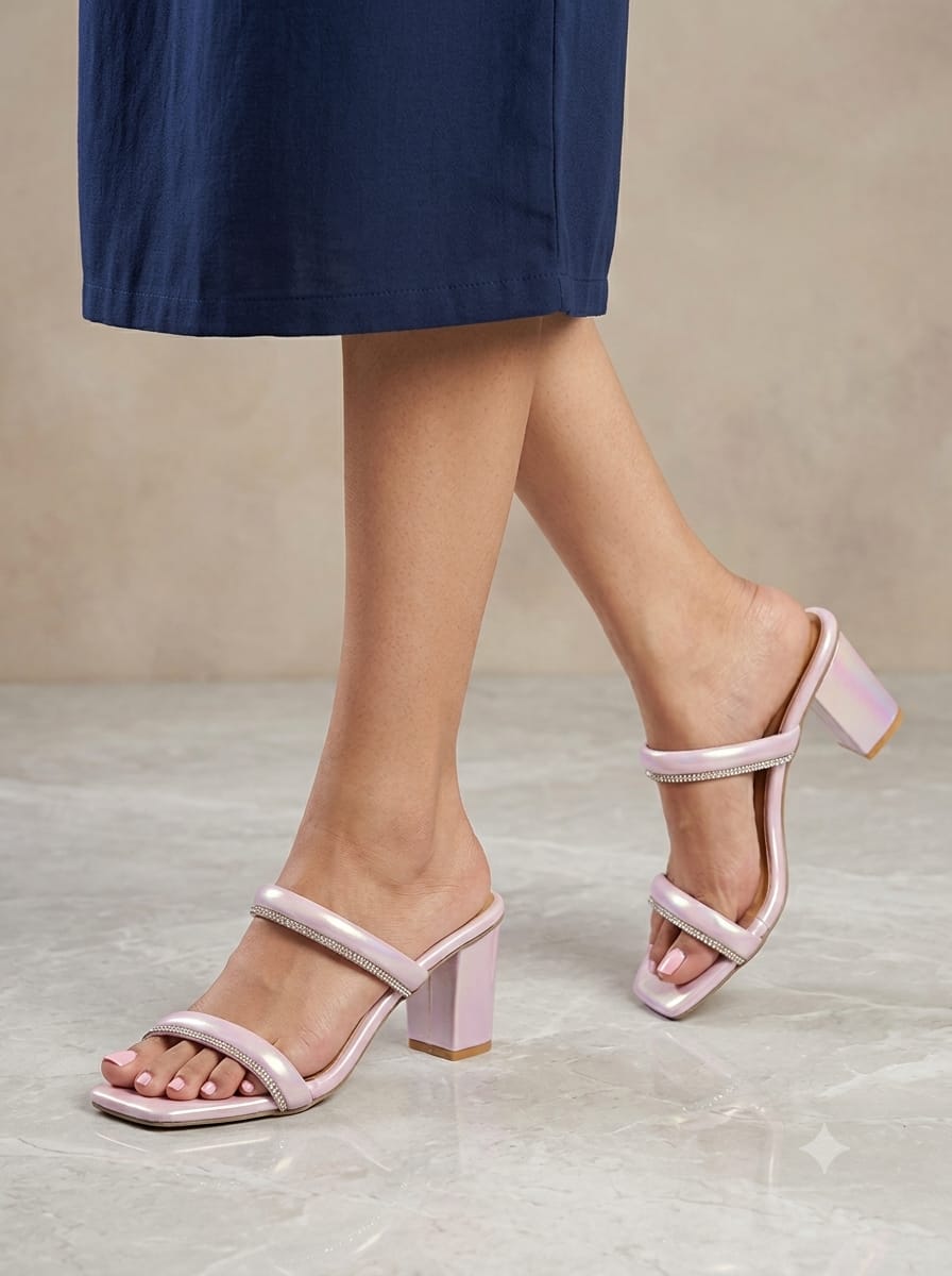 Pink Retro Walk Women Fashion Heel