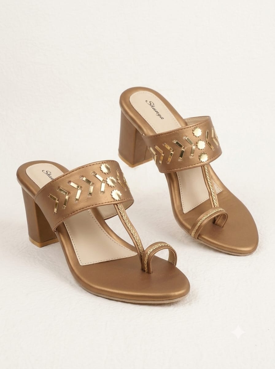 Copper Kolhapuri Triangle Heels