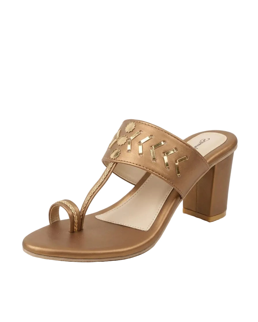Copper Kolhapuri Triangle Heels