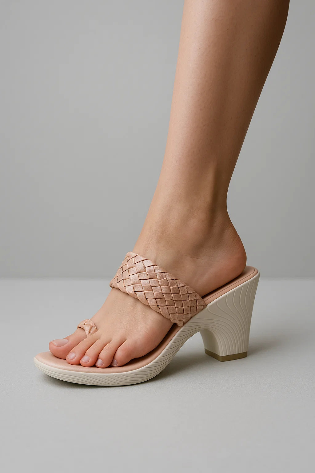 Shunya Women Comfortable R.Gold Ethnic toe ring Basket weave Open Round toe Wedge slip-on Sandal For Casual and Ethnic Wear.